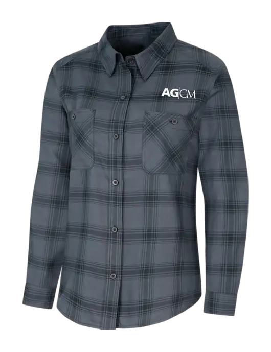 Womens Grey/Black Plaid Flannel Shirt w/AG|CM Logo