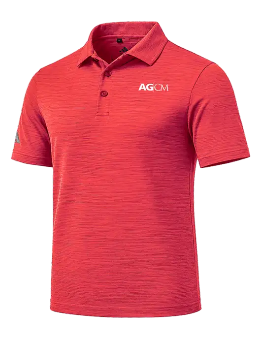 Adidas Red Textured Stripe Polo w/AG|CM Logo