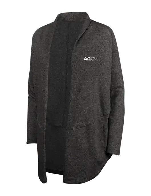 Charcoal Heather/ Medium Heather Grey Womens Interlock Cardigan w/AG|CM Logo