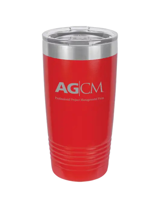 Polar Camel 20 oz Powder Coated Red Vacuum Insulated Tumbler w/AG|CM Logo