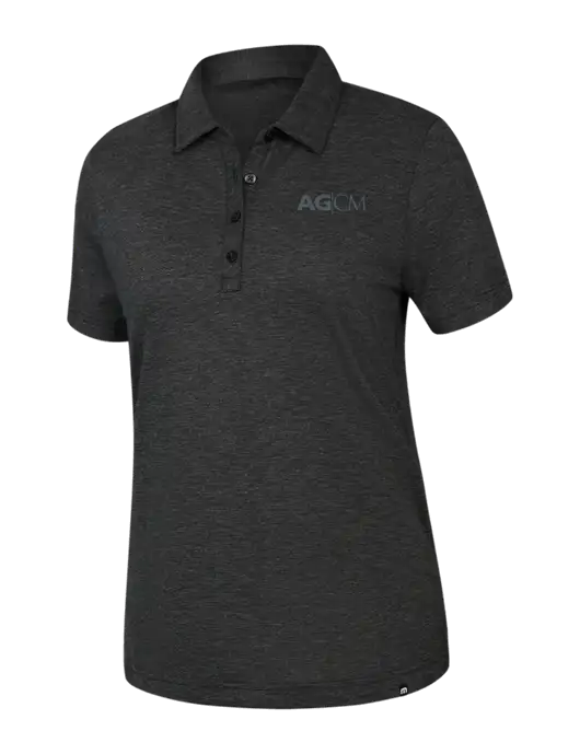TravisMathew Womens Black Heather Sunnyvale Polo w/AG|CM Logo