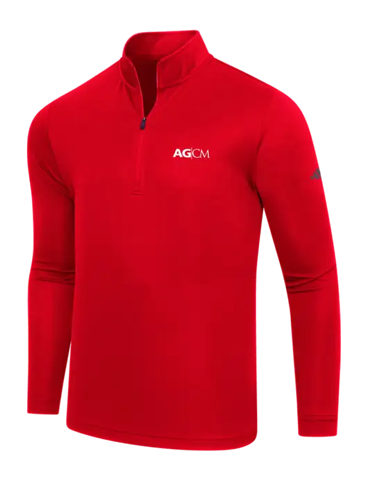 Adidas Red Lightweight Quarter Zip Pullover w/AG|CM Logo