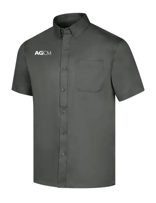 Short Sleeve Dark Grey Superpro React Twill Shirt w/AG|CM Logo