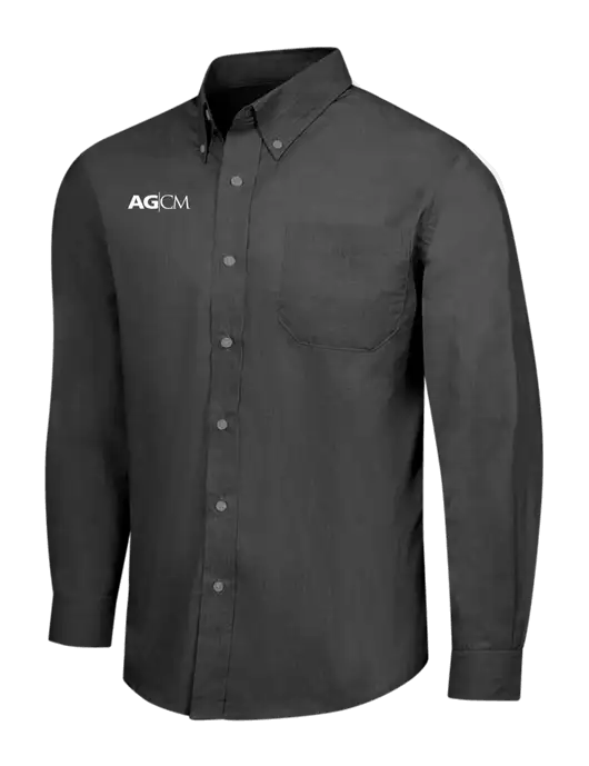 Soft Black Crosshatch Easy Care Shirt w/AG|CM Logo