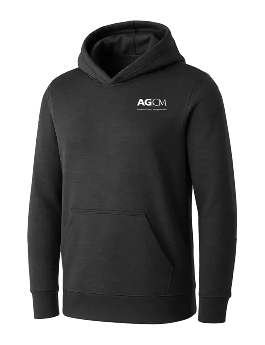 Womens Dark Grey Heather Core Fleece Pullover Hooded Sweatshirt w/AG|CM Logo