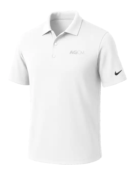 NIKE White Dri-Fit Micro Pique Polo w/AG|CM Logo