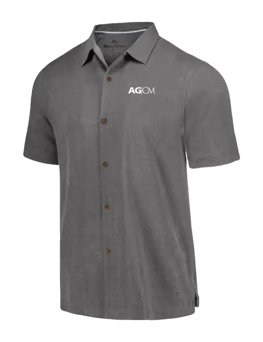 Tommy Bahama Dark Grey Tropic Isles Short Sleeve Shirt w/AG|CM Logo