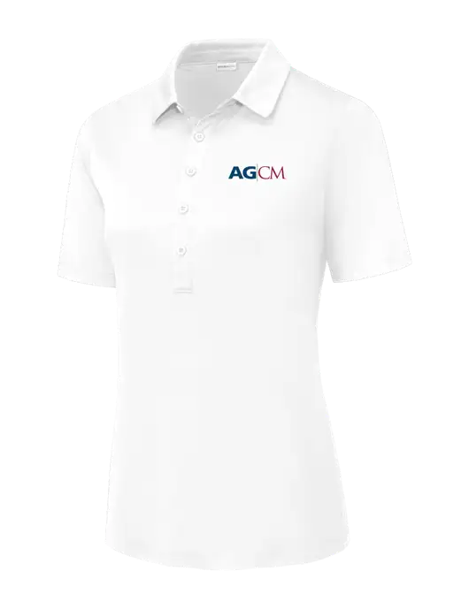 White Womens Posi-UV Pro Polo w/AG|CM Logo