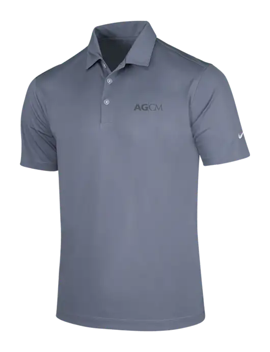 NIKE Medium Grey Dri-Fit Vertical Mesh Polo w/AG|CM Logo