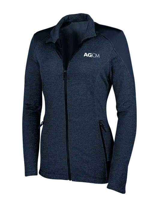 Navy Womens Grid Fleece Jacket w/AG|CM Logo