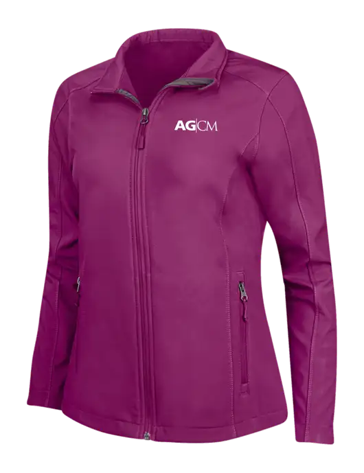 Dark Fuchsia Womens Core Soft Shell Jacket w/AG|CM Logo