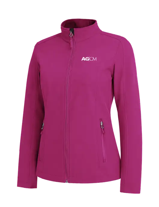 Dark Fuchsia Womens Core Soft Shell Jacket w/AG|CM Logo