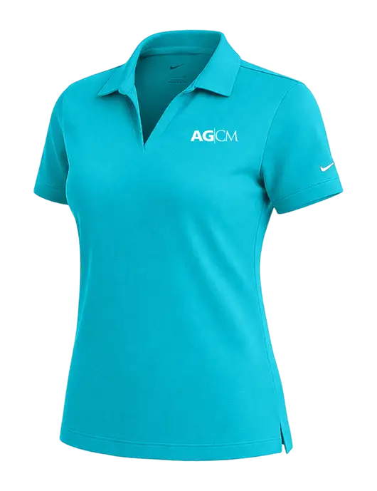 NIKE Sapphire Blue Womens Dri-Fit Micro Pique Polo w/AG|CM Logo