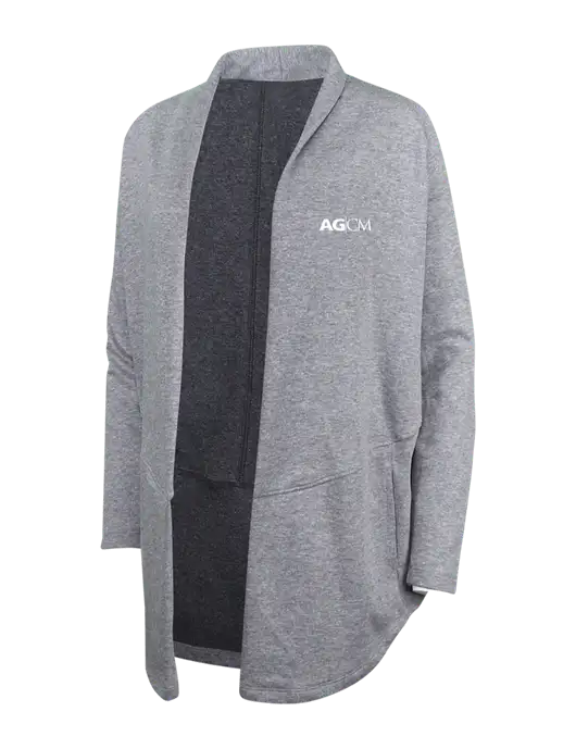Medium Heather Grey/Char Heather Womens Interlock Cardigan w/AG|CM Logo