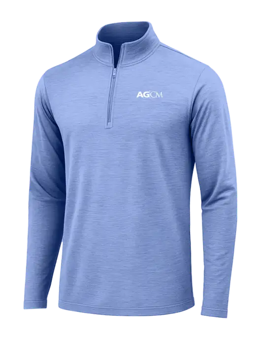 True Royal Heather Posicharge Tri-Blend Wicking 1/4 Zip Pullover w/AG|CM Logo