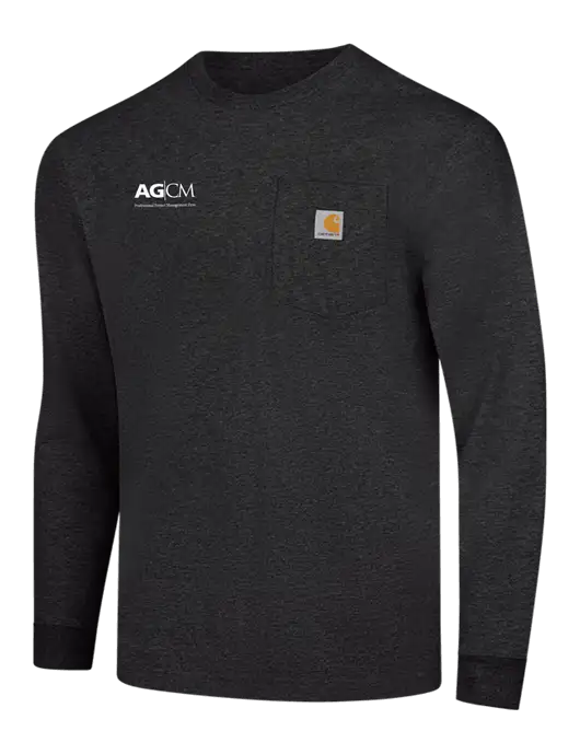 Carhartt Dark Grey Heather Workwear Pocket Long Sleeve T-Shirt w/AG|CM Logo