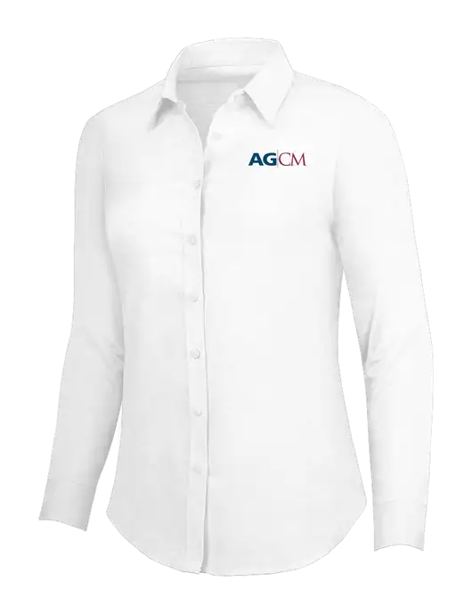 White Womens SuperPro Oxford Shirt w/AG|CM Logo