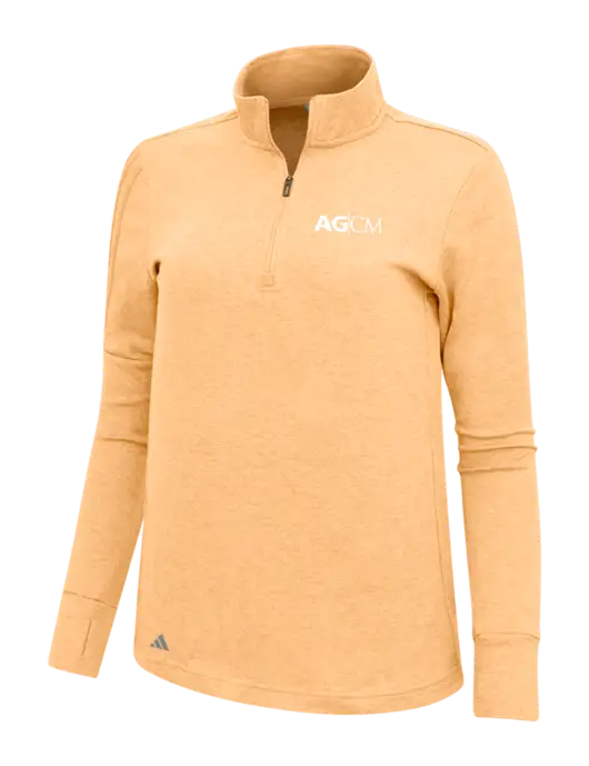 Adidas Light Orange Heather Womens 3 Stripes Quarter Zip Sweater w/AG|CM Logo