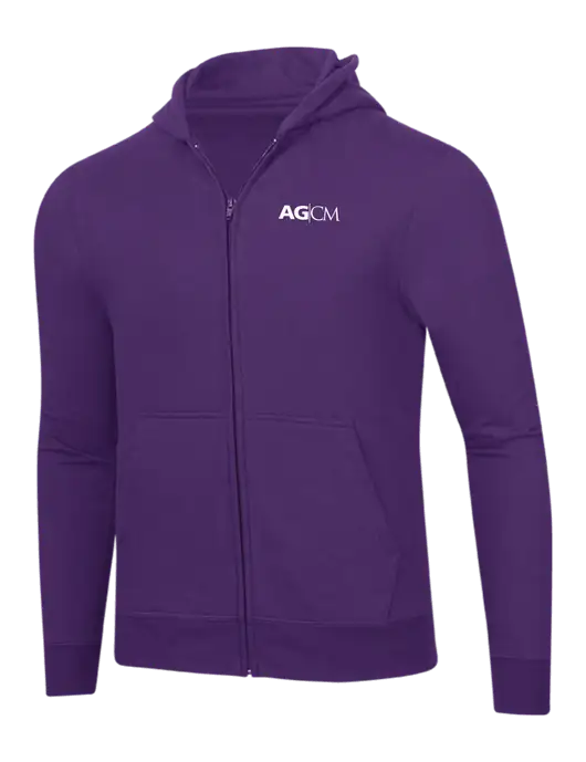 Purple 8.5 oz Ring Spun Zip Hooded Sweatshirt w/AG|CM Logo
