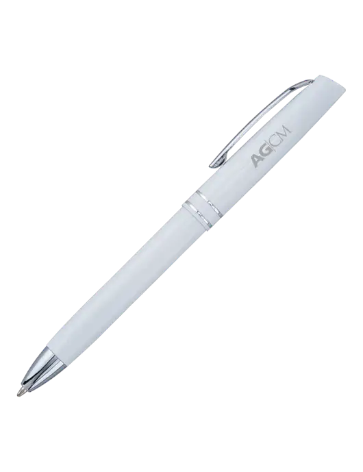 White Anguilla Black Ink Pen w/AG|CM Logo