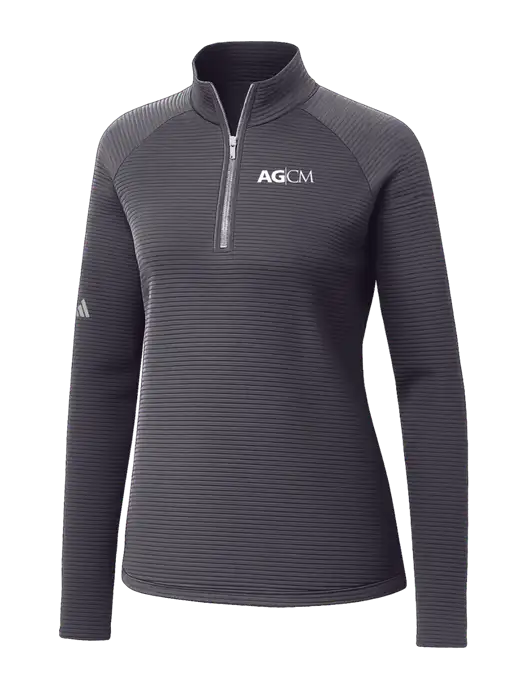 Adidas Womens Medium Grey Spacer Quarter-Zip Pullover  w/AG|CM Logo