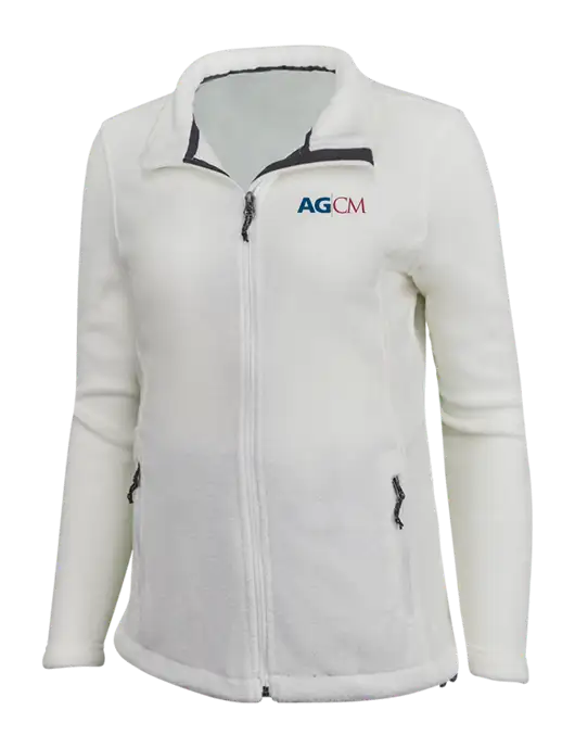 Womens White Fleece Jacket w/AG|CM Logo
