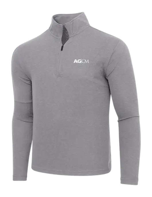 Adidas Medium Grey Melange 3 Stripes Quarter Zip Sweater w/AG|CM Logo