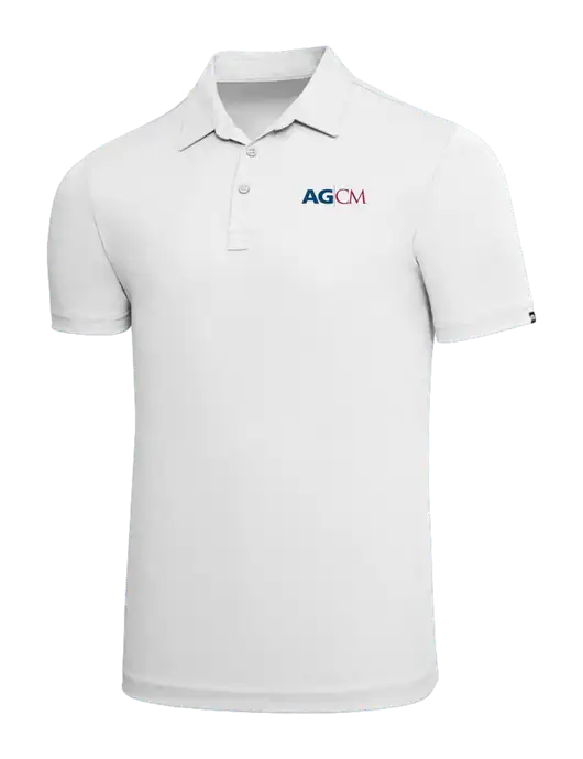 TravisMathew White Solid Oceanside Polo w/AG|CM Logo