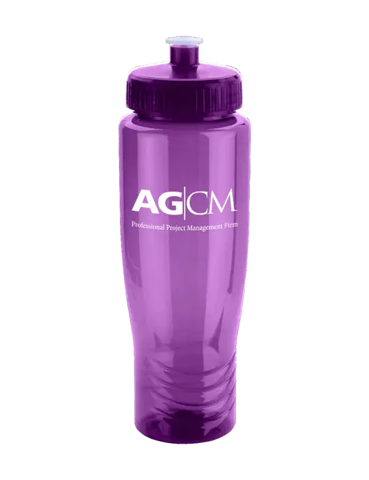 Roam Purple 28 oz Eco-Polyclear Bottle with Push Pull Lid w/AG|CM Logo