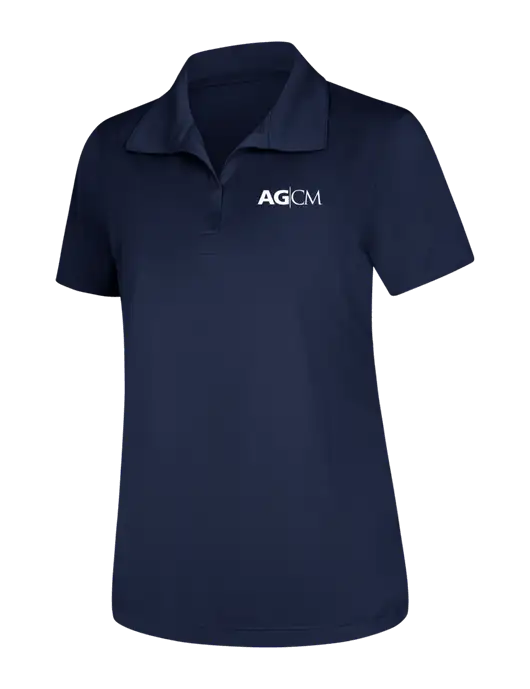 Womens Navy Micropique Sport-Wick Polo w/AG|CM Logo