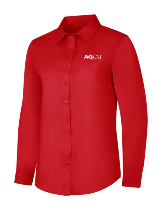 Red Womens Long Sleeve Superpro React Twill Shirt w/AG|CM Logo