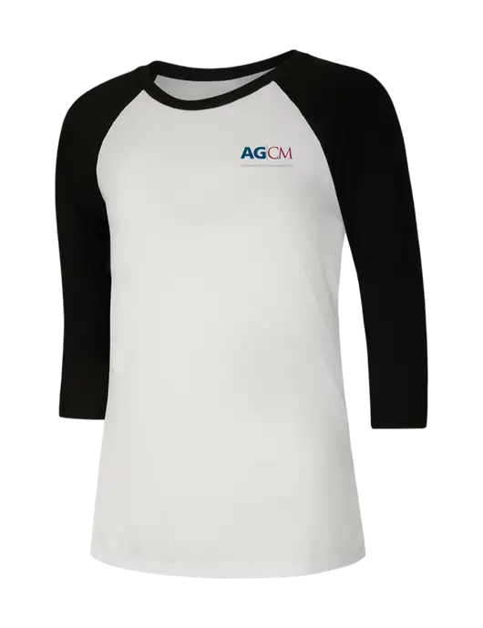 Womens Simply Soft 3/4 Sleeve Black/White Ring Spun Cotton T-Shirt w/AG|CM Logo