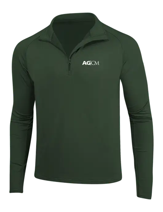 Dark Green Sport Wick Stretch 1/4 Zip Pullover w/AG|CM Logo
