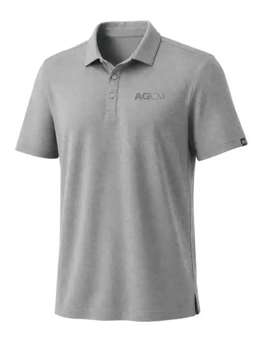 TravisMathew Medium Grey Heather Coto Performance Polo w/AG|CM Logo