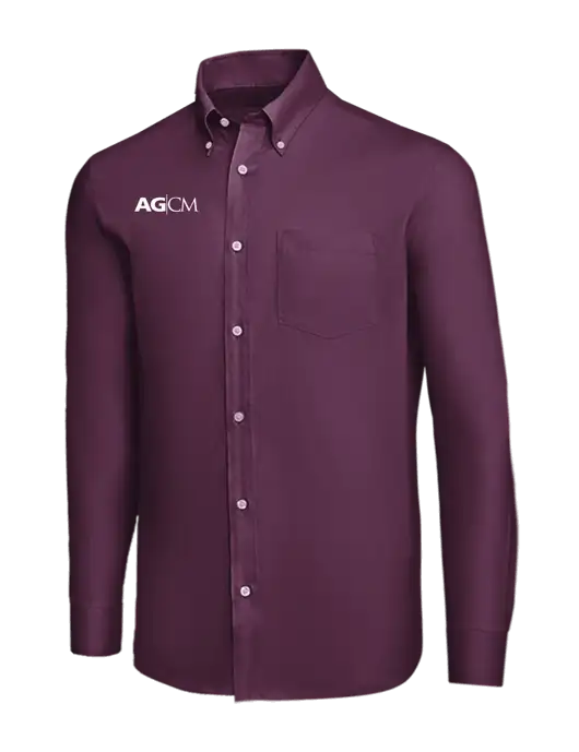 Brooks Brothers Eggplant Wrinkle-Free Stretch Nailhead Shirt w/AG|CM Logo