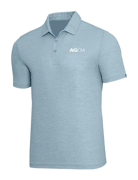 TravisMathew Light Blue Heather Oceanside Polo w/AG|CM Logo