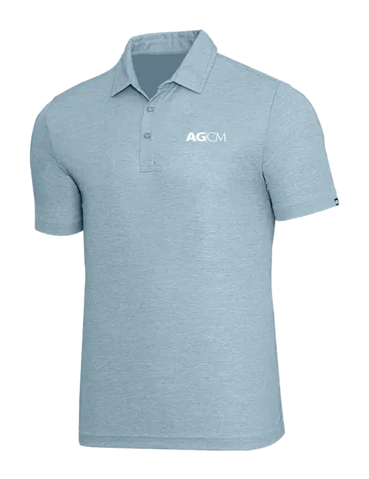 TravisMathew Light Blue Heather Oceanside Polo w/AG|CM Logo