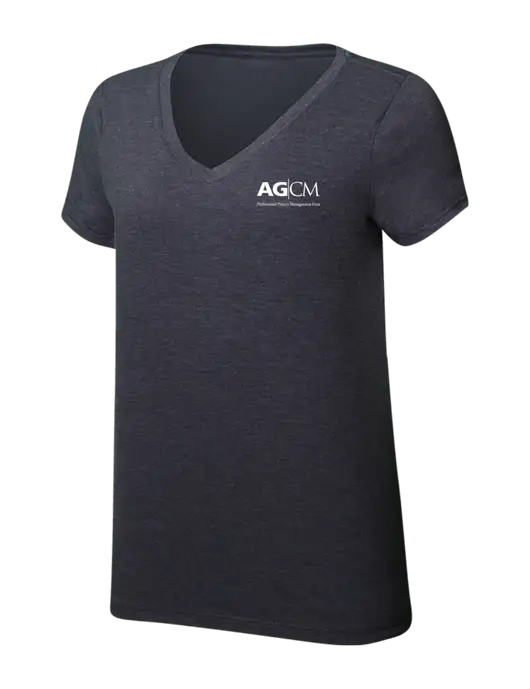 Womens Simply Soft V-Neck Heather Charcoal 4.5oz  Poly/Combed Ring Spun Cotton T-Shirt w/AG|CM Logo