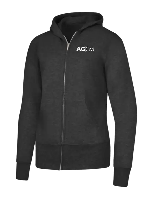 Dark Heather Grey Womens Core Fleece Full-Zip Hooded Sweatshirt w/AG|CM Logo