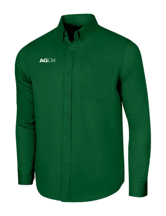 Long Sleeve Dark Green Superpro React Twill Shirt w/AG|CM Logo
