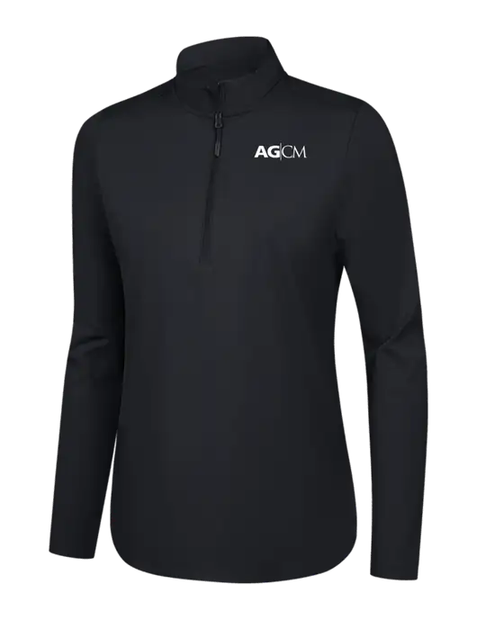  Womens Black C-FREE Double Knit 1/4-Zip w/AG|CM Logo
