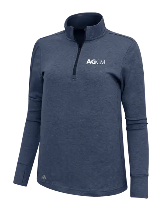 Adidas Navy Melange Womens 3 Stripes Quarter Zip Sweater w/AG|CM Logo