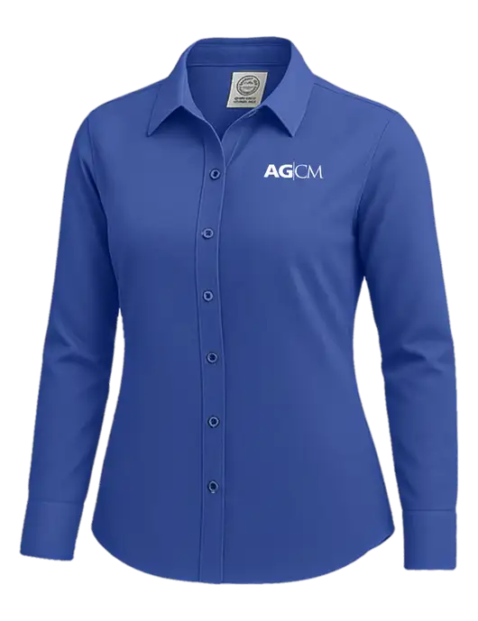 Brooks Brothers Womens Royal Blue Wrinkle-Free Stretch Nailhead Shirt w/AG|CM Logo