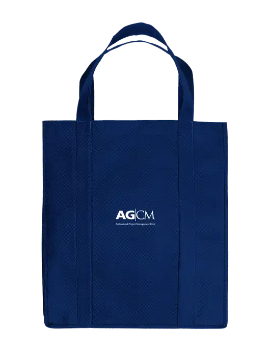 Eco Reusable Jumbo Navy Blue Shopping Bag w/AG|CM Logo