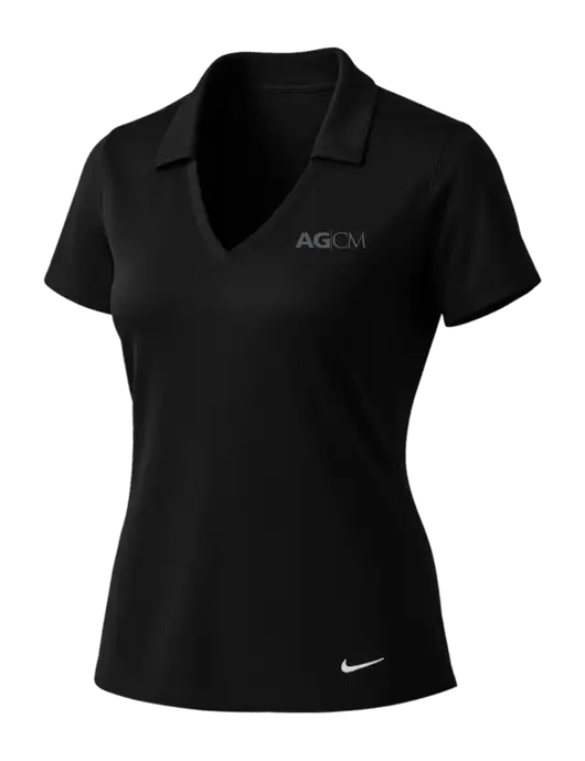NIKE Black Womens Dri-Fit Vertical Mesh Polo w/AG|CM Logo