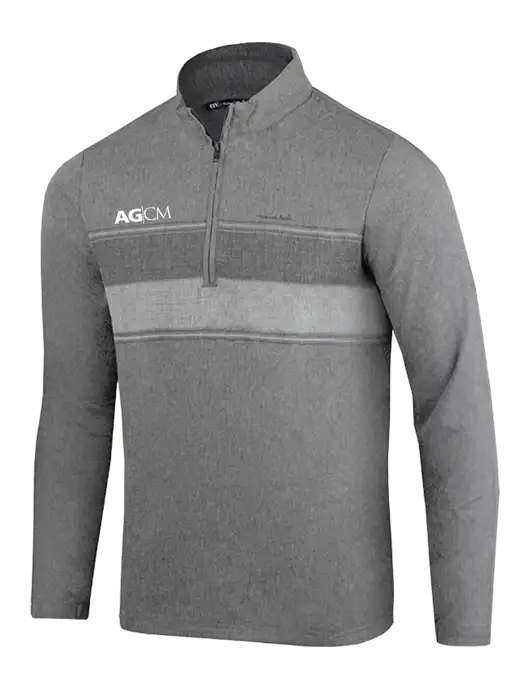 TravisMathew Balboa Chest Stripe Dark Grey Heather Quarter Zip w/AG|CM Logo