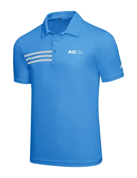 Adidas Carolina Blue 3 Stripes Chest Polo w/AG|CM Logo
