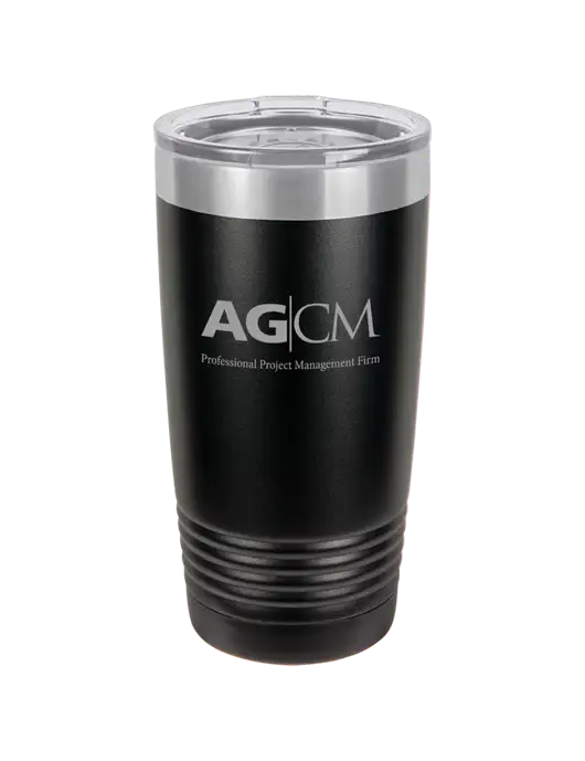 Polar Camel 20 oz Powder Coated Black Vacuum Insulated Tumbler w/AG|CM Logo