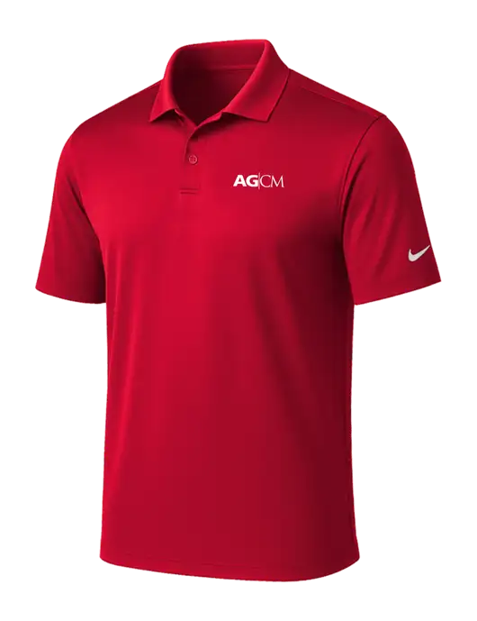 NIKE Red Victory Solid Polo w/AG|CM Logo