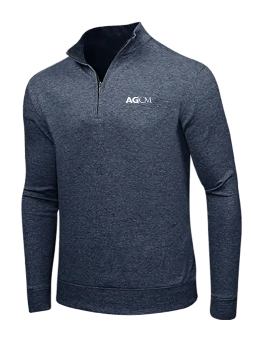 Estate Blue Heather/Charcoal Heather Interlock 1/4 Zip w/AG|CM Logo